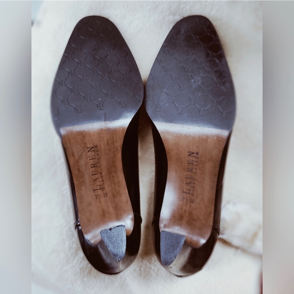 RALF LAUREN BLACK LABEL Leather Heels. Size 7.5 - Picture 4 of 5
